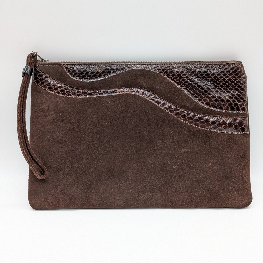 Vintage Ruth Saltz Brown Suede Clutch Bag Purse